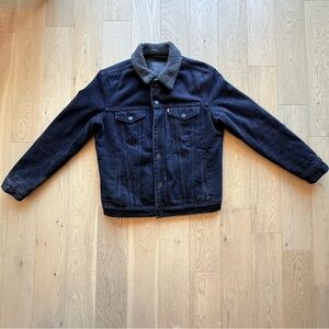 Levi's Black Jean Jacket with Gray Collar Size Medium